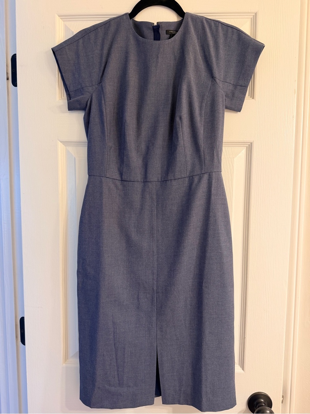 Ann Taylor Slate Blue Short-Sleeve Sheath Dress